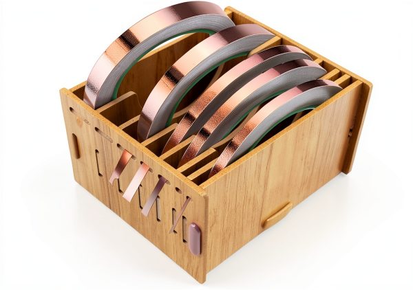 Hiyoo Wood Tape Dispenser Stained Glass Crafting Organizer-0