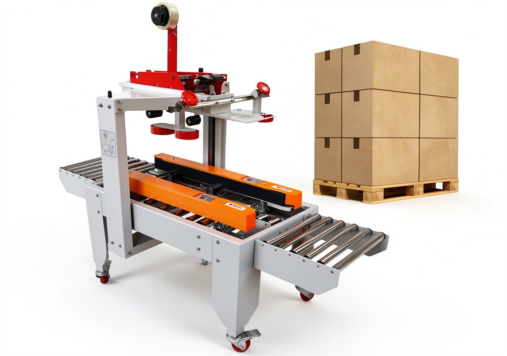 INTBUYING carton sealing machine in a warehouse setting