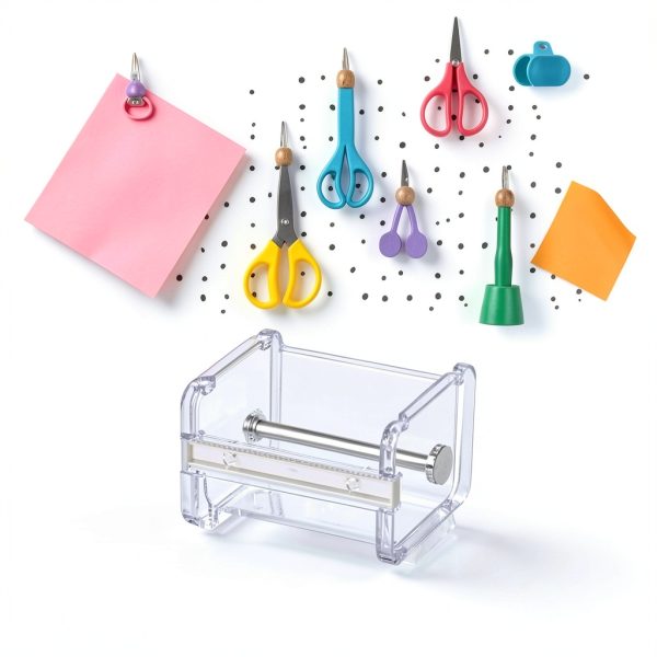 Jizlan Acrylic Tape Dispenser Transparent Craft Organization-2