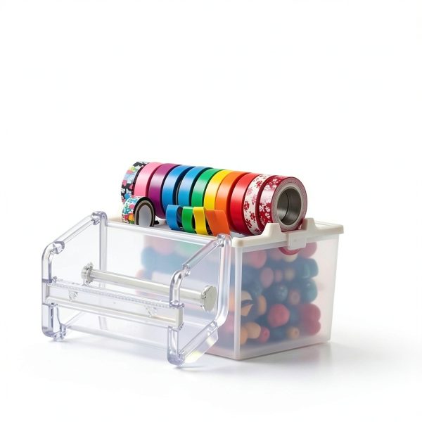Jizlan Acrylic Tape Dispenser Transparent Craft Organization-0