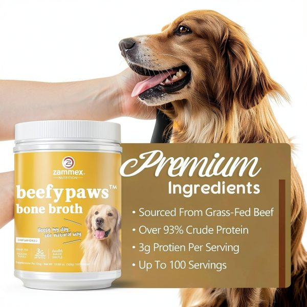 Dog Bone Broth Powder Zammex Nutrition Grass Fed Joint Support-4