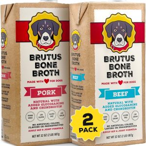 Brutus Broth for Dogs Bone Broth Turmeric Beef and Pork 32 Fl Oz-0