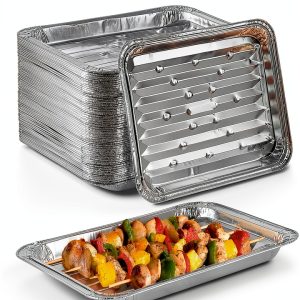 Disposable Aluminum Foil Broiler Pan 25-Pack Stock Your Home Grill-0