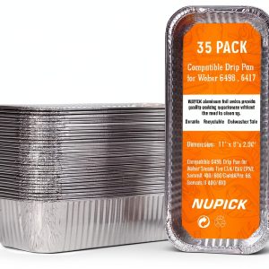 NUPICK 35 Pack Drip Pan Compatible for Weber SmokeFire EX4 / EX6 / EPX6, Genesis II 400/600, Summit 400/600 Series Grills, Fit for Weber 36” & 28” Griddle, 11.4" x 2.9" x 4.75"-0