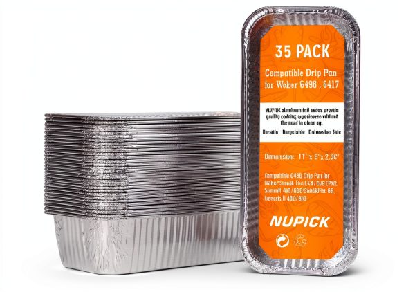 NUPICK 35 Pack Drip Pan Compatible for Weber SmokeFire EX4 / EX6 / EPX6, Genesis II 400/600, Summit 400/600 Series Grills, Fit for Weber 36” & 28” Griddle, 11.4" x 2.9" x 4.75"-0