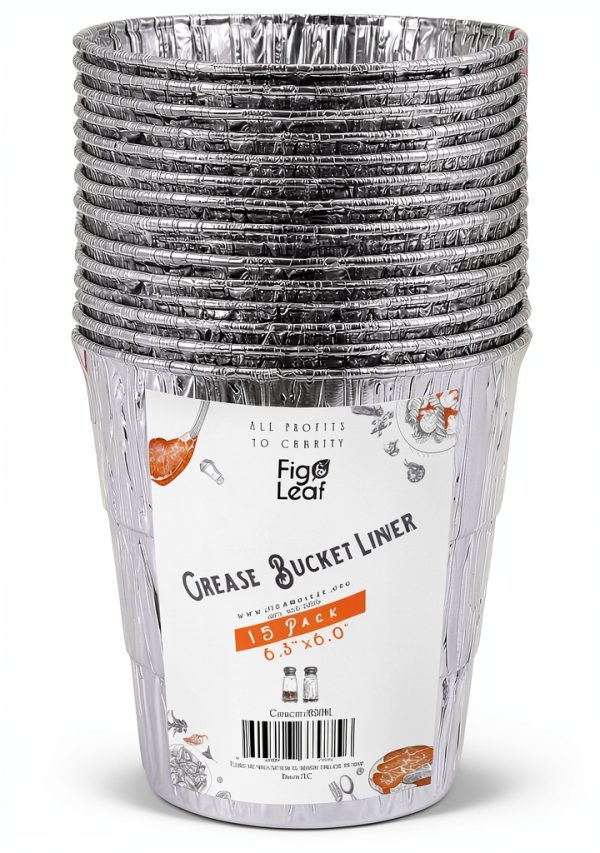 (15 Pack) Grease Bucket Liner Compatible with Pit Boss Grills 67292 Foil, Oklahoma Joe's 9518545P06, Rec Tec Large Bucket & Other Grill Bucket Accessories l 6.3” x 6.0” l Disposable Aluminum-0