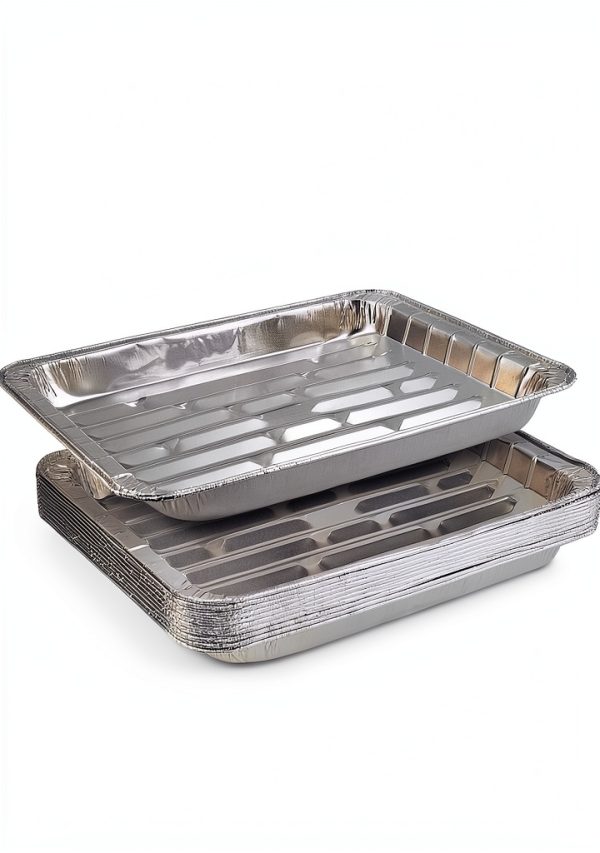 Disposable Aluminum Broiler Pans 25 Pack DCS Deals Ribbed 13.4x9in-1